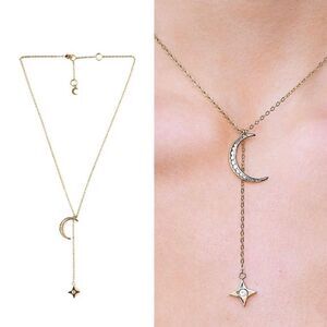 Lili Claspe Rope Necklace The Moon Gold Plated